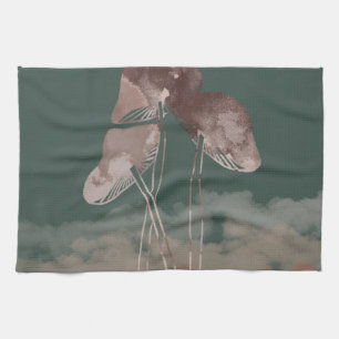 Watercolor Pastel Mushroom   Tea Towel