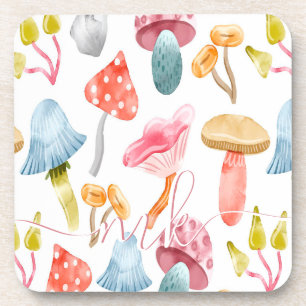 Watercolor Pastel Mushrooms Coaster