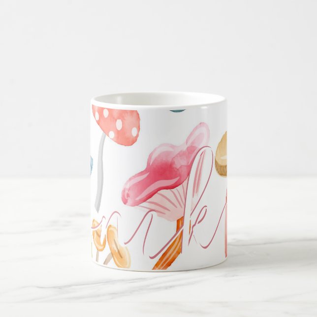  Watercolor Pastel Mushrooms Coffee Mug (Center)