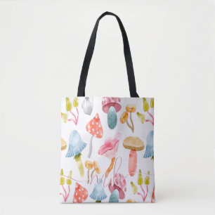 Watercolor Pastel Mushrooms Tote Bag