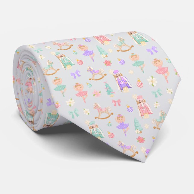 Watercolor Pastel Nutcracker Ballet Monogram Tie (Rolled)