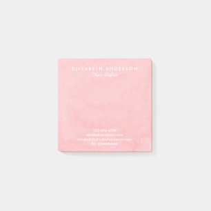 Watercolor pastel pink business post-it notes