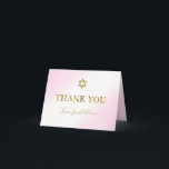 Watercolor Pastel Pink Gold Bar Mitzvah Thank You Card<br><div class="desc">Watercolor Pastel Pink Gold Bar Mitzvah Thank You Card</div>