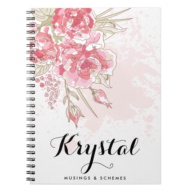 Watercolor Pastel Pink Peonies Personalised Notebook (Front)