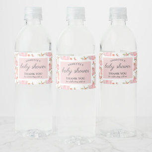 Watercolor Pastel Pink Pumpkin Roses Baby Shower Water Bottle Label