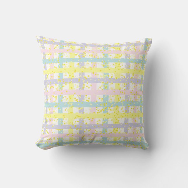 Watercolor Pastel Plaid Cushion (Front)