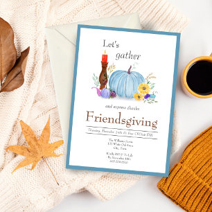 Watercolor Pastel Pumpkin, Autumn Friendsgiving Invitation