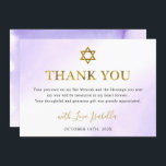 Watercolor Pastel Purple Gold Bat Mitzvah Thank You Card<br><div class="desc">Watercolor Pastel Purple Gold Bat Mitzvah Thank You Card</div>