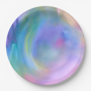 Watercolor Pastel Rainbow - All Options Paper Plate