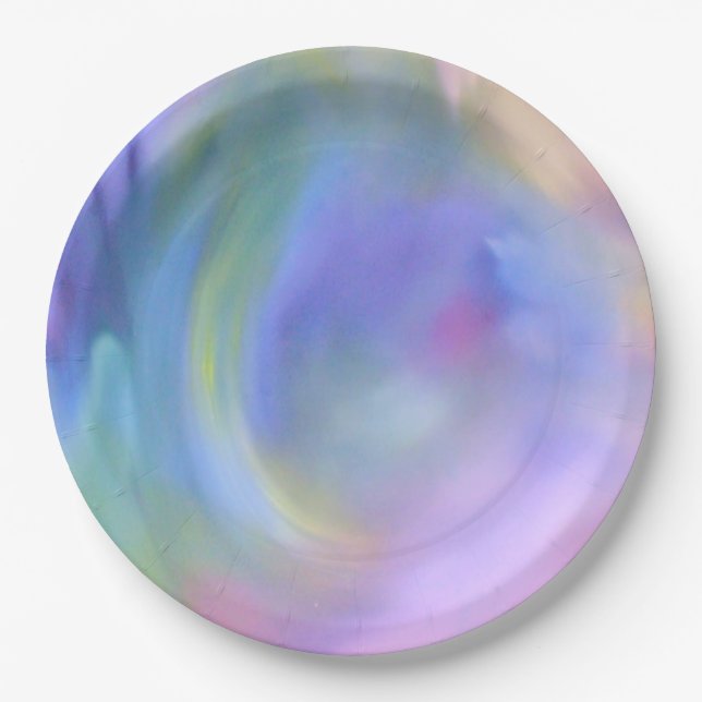 Watercolor Pastel Rainbow - All Options Paper Plate (Front)