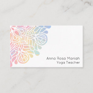 *~* Watercolor Pastel Rainbow Mandala Spiritual Business Card