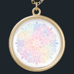 *~*  Watercolor Pastel Rainbow Mandala Spiritual Gold Plated Necklace<br><div class="desc">GOLD PLATED MANDALA PASTEL NECKLACE - For Healers , Healing , Energy Healing * Energy Enhanced Gift Card - Watercolor Healer Healing Beautiful RAINBOW PASTEL SIMPLE MINIMAL MANDALA soft gentle Esoteric Spiritual Metaphysical New Age GOLD PLATED PASTEL MANDALA NECKLACE This softly powerful MANDALA design will work well for branding business...</div>