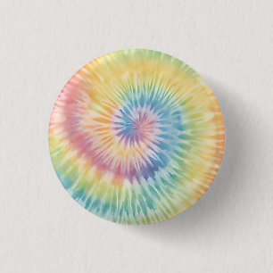 Watercolor Pastel Rainbow Tie Dye  3 Cm Round Badge