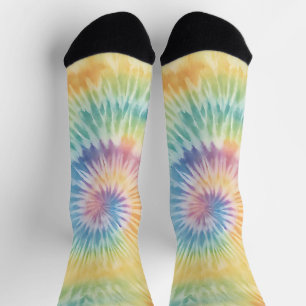Watercolor Pastel Rainbow Tie Dye  Socks
