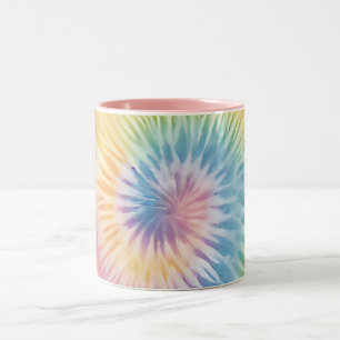 Watercolor Pastel Rainbow Tie Dye  Two-Tone Coffee Mug