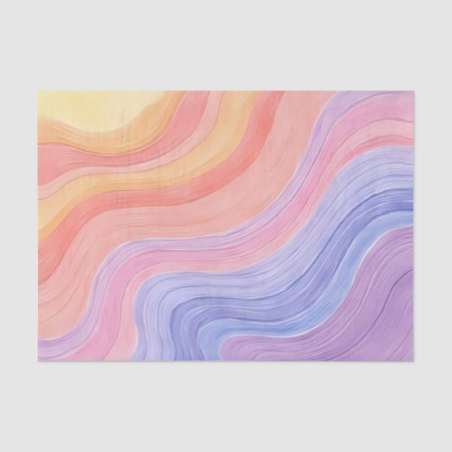 Watercolor Pastel Rainbow Wavy Texture  Tissue Paper (Front)