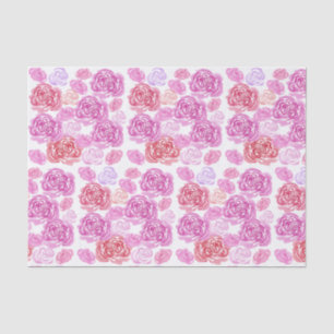 Watercolor Pastel Roses Pattern Tissue Paper