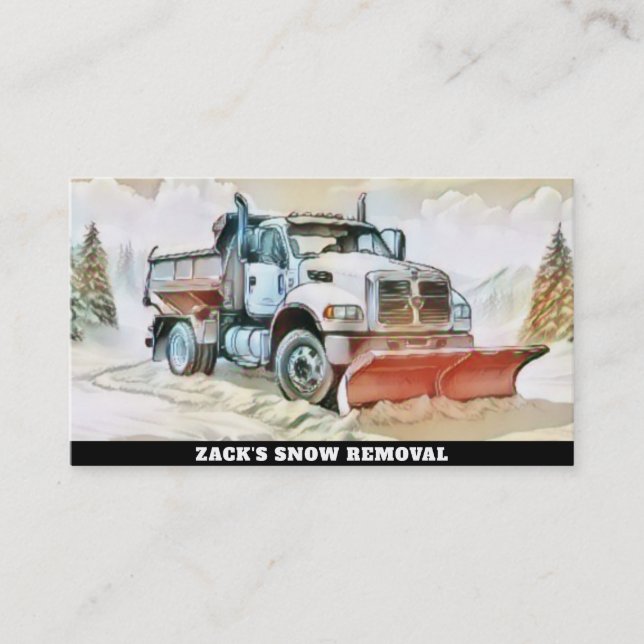 *~* Watercolor Pastel Snow Removal Snow Truck AP74 Business Card (Front)