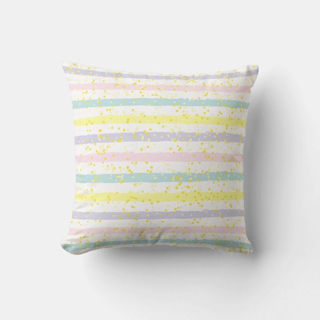 Watercolor Pastel Stripes Cushion (Front)