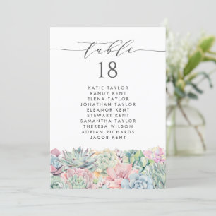 Watercolor Pastel Succulents Wedding Table Plan Invitation
