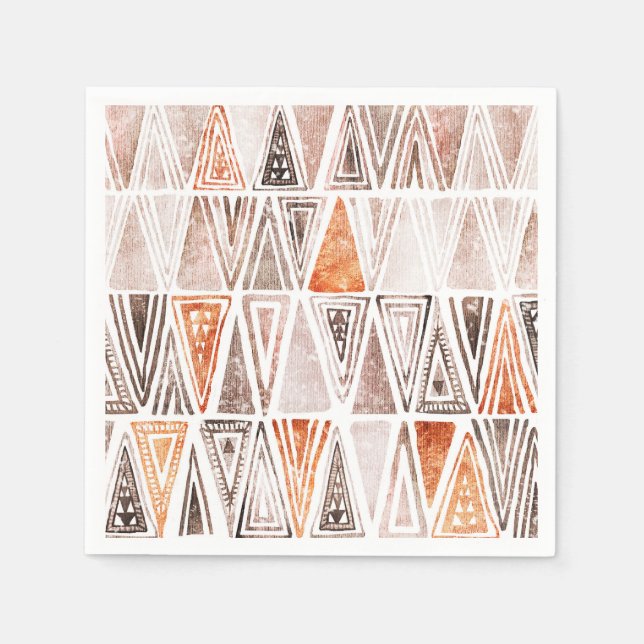 Watercolor Pastel Terracotta Tribal Triangles Napkin (Front)