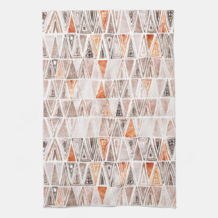Watercolor Pastel Terracotta Tribal Triangles  Tea Towel