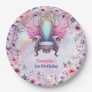Watercolor Pastel Unicorn and Fairytale Chair Paper Plate