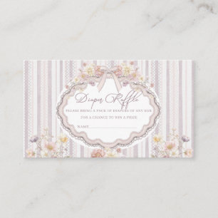     Watercolor pastel wildflwer bow lace baby show Enclosure Card