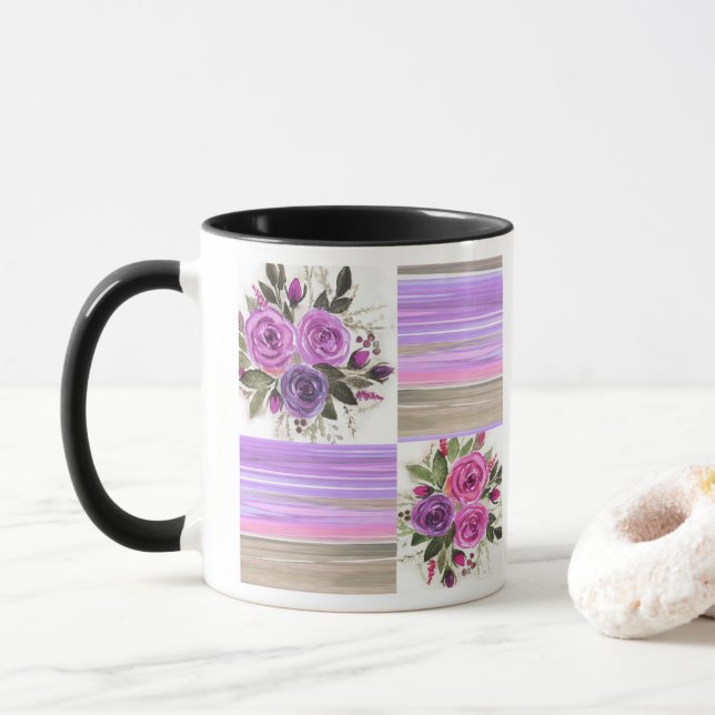 Watercolor . Patchwork . Mug (With Donut)