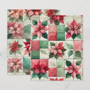Watercolor Patchwork Poinsettia Scrapbook Paper