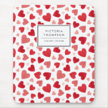 Watercolor Patchwork Red Hearts Pattern