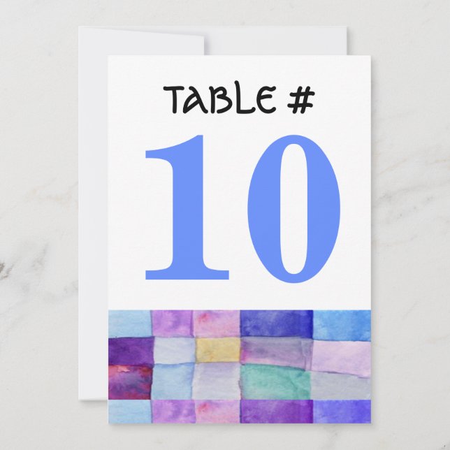 WATERCOLOR PATCHWORK TREE Table Number Card (Back)