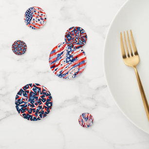 Watercolor Patriotic America Stars & Stripes Confetti