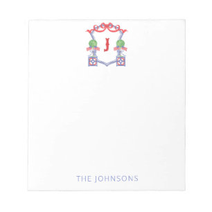 Watercolor Patriotic American Flag Topiary Crest Notepad