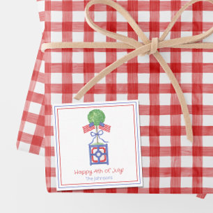 Watercolor Patriotic American Flag Topiary Gift Card