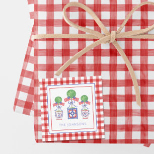 Watercolor Patriotic American Flag Topiary Gift Card