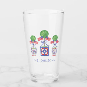 Watercolor Patriotic American Flag Topiary Gift Glass