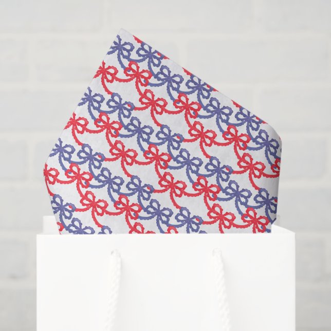 Watercolor Patriotic Bows Tissue Paper (Gift Bag)