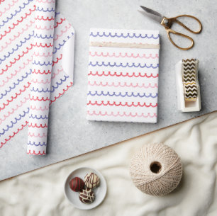 Watercolor Patriotic Bunting Squiggles Wrapping Paper