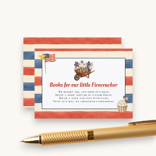 Watercolor Patriotic Firecracker Books for Baby Enclosure Card