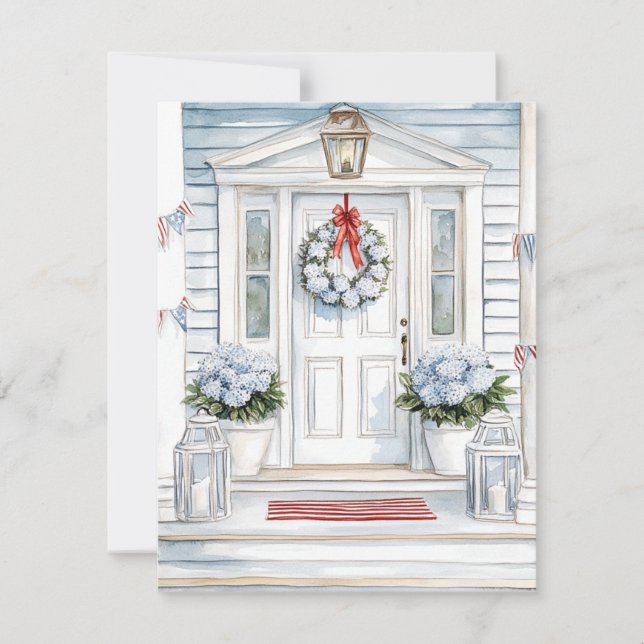 Watercolor Patriotic Porch Summer Card (Front)