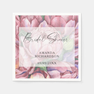 Watercolor pattern flowers - bridal shower napkin