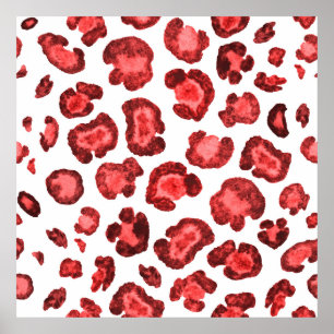 Watercolor pattern illustration leopard skin. Fash Poster
