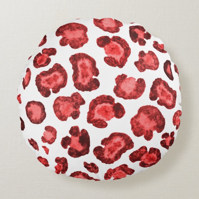 Watercolor pattern illustration leopard skin. Fash Round Cushion (Front)