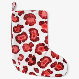 Watercolor pattern illustration leopard skin. Fash Small Christmas Stocking