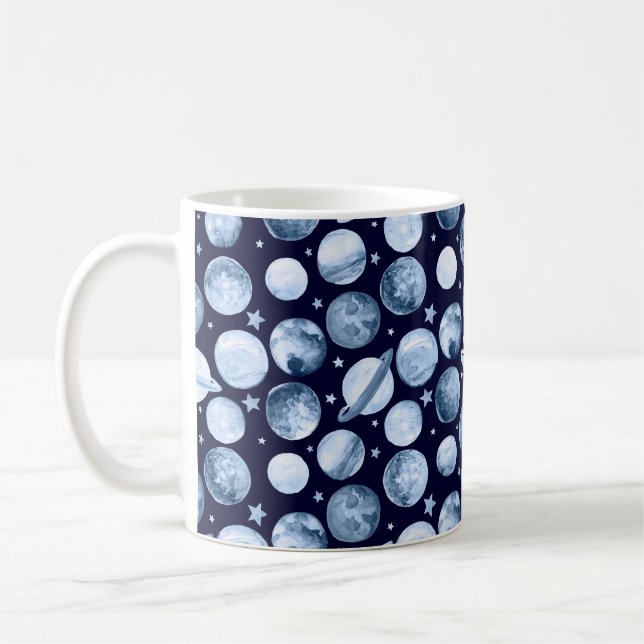 Watercolor pattern illustration of space galaxy wi coffee mug (Left)