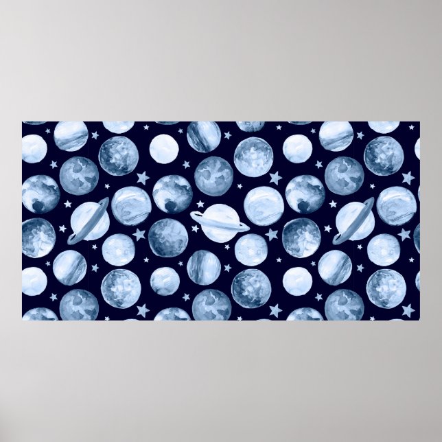 Watercolor pattern illustration of space galaxy wi poster (Front)