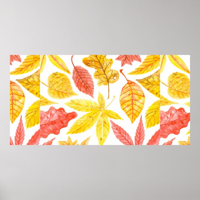 Watercolor pattern made of various colorful autumn poster (Front)