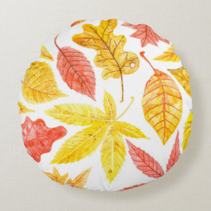 Watercolor pattern made of various colorful autumn round cushion