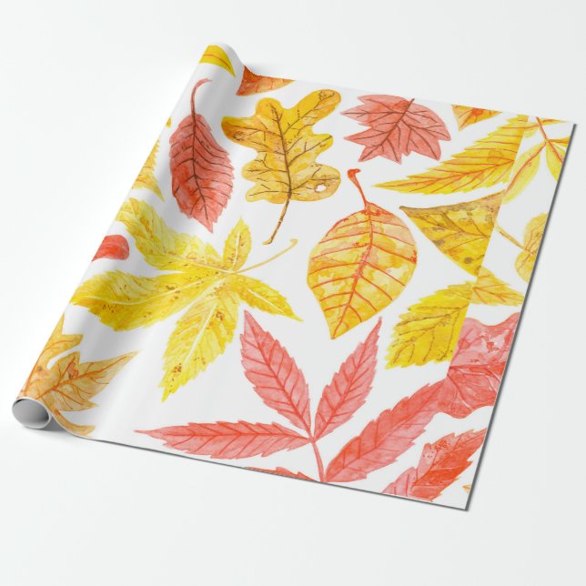Watercolor pattern made of various colourful autum wrapping paper (Unrolled)